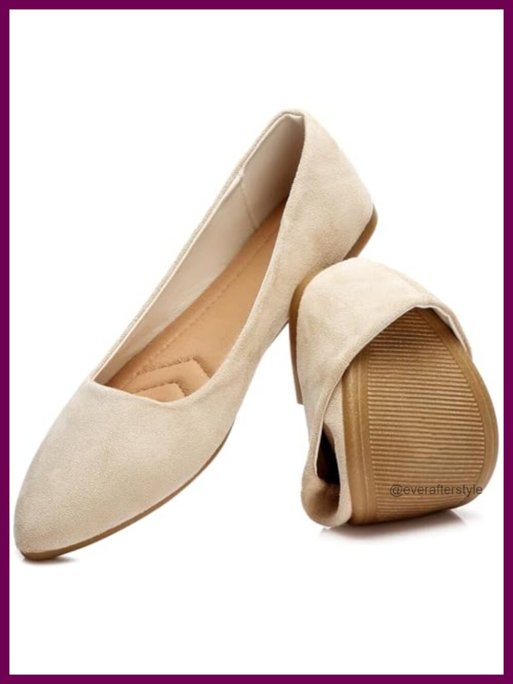HEAWISH Suede Pointed Toe Ballet Flats Slip-On Comfort Women's Work Shoes